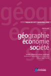 Géographie, économie, société, Volume 20 - N°1 - Janvier-mars 2018 - Sociétés urbaines et cultures numériques