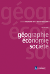 Géographie, économie, société, Volume 19 - N°1 - Janvier - mars 2017